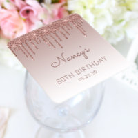 Elegante Rose Gold Glitzer Tropfen 80. Geburtstags