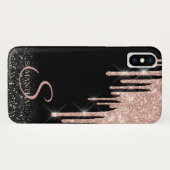 Elegante Rose Gold Glitzer Tropfen Black Ombre Case-Mate iPhone Hülle (Rückseite (Horizontal))