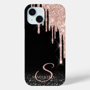 Elegante Rose Gold Glitzer Tropfen Black Ombre Case-Mate iPhone Hülle