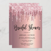 Elegante Rose Gold Glitzer Tropfen Brautparty invi Einladung (Vorne/Hinten)