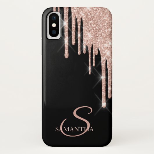 Elegante Rose Gold Glitzer Tropfen Case-Mate iPhone Hülle (Rückseite)