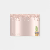 Elegante Rose Gold Glitzer Tropfen Cool Ananas Post-it Klebezettel (Vorderseite)