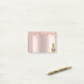 Elegante Rose Gold Glitzer Tropfen Cool Ananas Post-it Klebezettel (Auf Schreibtisch)