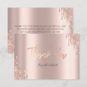 Elegante Rose Gold Glitzer Tropfen Danke Karte (Vorne/Hinten)