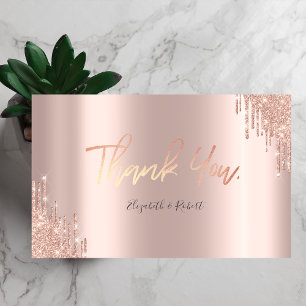 Elegante Rose Gold Glitzer Tropfen Danke Karte