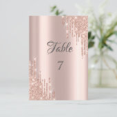 Elegante Rose Gold Glitzer Tropfen Einladung (Stehend Vorderseite)