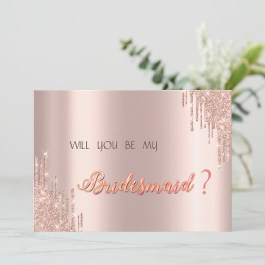 Elegante Rose Gold Glitzer Tropfen Einladung (Stehend Vorderseite)