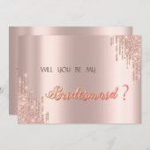 Elegante Rose Gold Glitzer Tropfen Einladung (Vorne/Hinten)