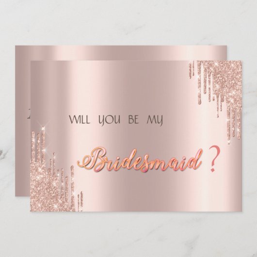 Elegante Rose Gold Glitzer Tropfen Einladung (Vorne/Hinten)