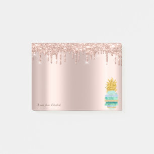 Elegante Rose Gold Glitzer Tropfen GreenPineaple Post-it Klebezettel