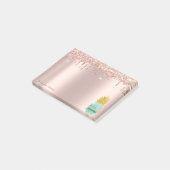 Elegante Rose Gold Glitzer Tropfen GreenPineaple Post-it Klebezettel (angewinkelt)