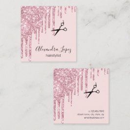 Elegante Rose Gold Glitzer Tropfen Haarstylistin Quadratische Visitenkarte
