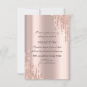 Elegante Rose Gold Glitzer Tropfen Hochzeit Empfan Einladung (Vorderseite)