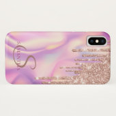 Elegante Rose Gold Glitzer Tropfen Holographisch Case-Mate iPhone Hülle (Rückseite (Horizontal))