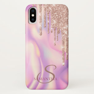 Elegante Rose Gold Glitzer Tropfen Holographisch Case-Mate iPhone Hülle