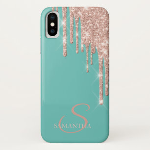 Elegante Rose Gold Glitzer Tropfen Minze Green Case-Mate iPhone Hülle
