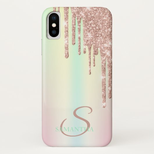 Elegante Rose Gold Glitzer Tropfen Ombre Case-Mate iPhone Hülle (Rückseite)