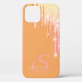Elegante Rose Gold Glitzer Tropfen Orange Case-Mate iPhone Hülle (Rückseite)