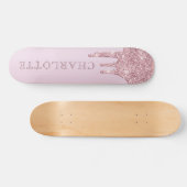 Elegante Rose Gold Glitzer Tropfen Personalisiert Skateboard (Horizontal)
