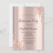 Elegante Rose Gold Glitzer Tropfen Rente Einladung (Vorderseite)