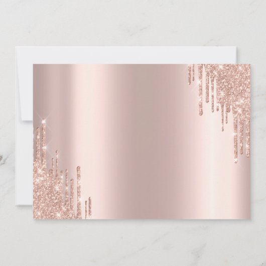Elegante Rose Gold Glitzer Tropfen Save the Date (Rückseite)