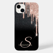 Elegante Rose Gold Glitzer Tropfen Schwarzer Glitz Case-Mate iPhone Hülle (Rückseite)