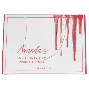 Elegante Rose Gold Glitzer Tropfen Sweet 16 Geburt Große Geschenktüte