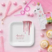 Elegante Rose Gold Glitzer Tropfen Sweet 16 Geburt Pappteller (Party)