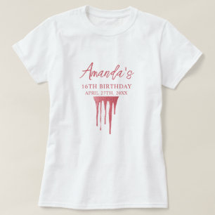 Elegante Rose Gold Glitzer Tropfen Sweet 16 Geburt T-Shirt