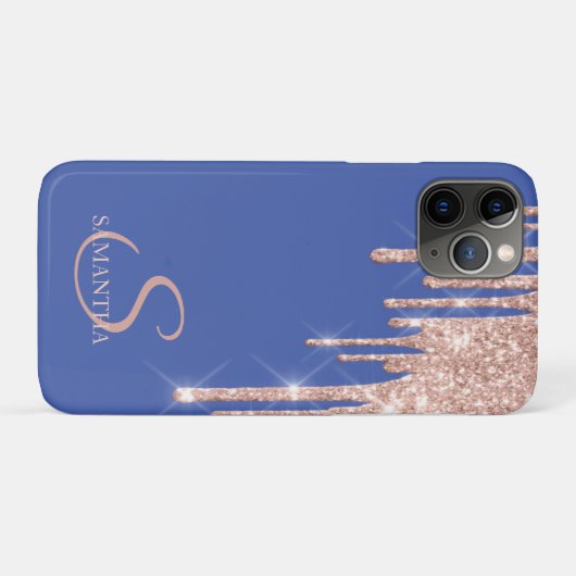 Elegante Rose Gold Glitzer Tropfen Violet Case-Mate iPhone Hülle (Rückseite (Horizontal))