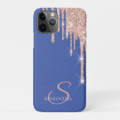 Elegante Rose Gold Glitzer Tropfen Violet Case-Mate iPhone Hülle (Rückseite)