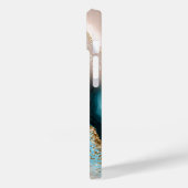 Elegante Rose Gold Glitzer Türkisfarben Marmor Case-Mate iPhone Hülle (Rückseite / Links)