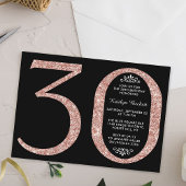 Elegante Rose Gold Glitzer Typografie 30. Geburtst Einladung
