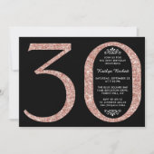 Elegante Rose Gold Glitzer Typografie 30. Geburtst Einladung (Vorderseite)