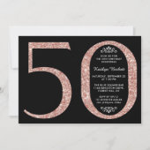 Elegante Rose Gold Glitzer Typografie 50. Geburtst Einladung (Vorderseite)