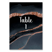 Elegante Rose Gold Glitzer und Gray Agate Tischnummer (Rückseite)