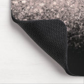 Elegante Rose Gold Glitzer und Schwarz Mit Monogra Mousepad (Ecke)