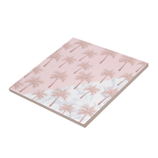 Elegante Rose Gold Glitzer und weißes Marmormuster Fliese (Seite)