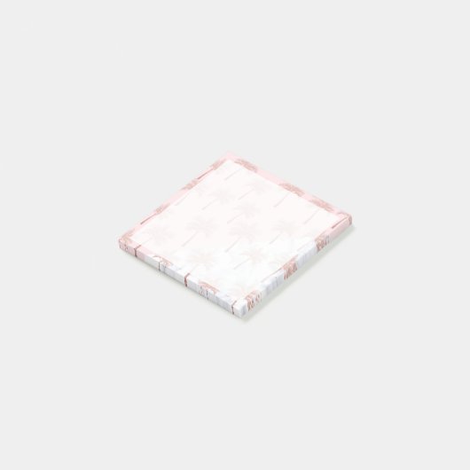 Elegante Rose Gold Glitzer und weißes Marmormuster Post-it Klebezettel (angewinkelt)