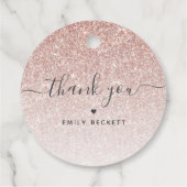 Elegante Rose Gold Glitzer Vielen Dank Geschenkanhänger (Rückseite)