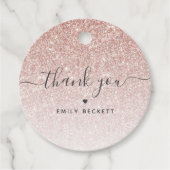 Elegante Rose Gold Glitzer Vielen Dank Geschenkanhänger (Vorderseite)