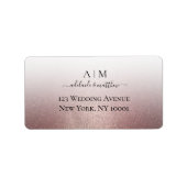 Elegante Rose Gold Glitzer Wedding Monogram Script Adressaufkleber (Vorne)