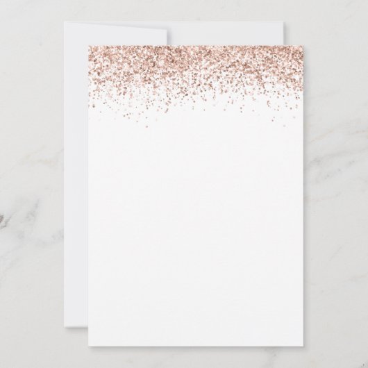 Elegante Rose Gold Glitzer Wedding White Einladung (Rückseite)