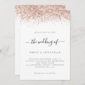 Elegante Rose Gold Glitzer Wedding White Einladung (Vorne/Hinten)