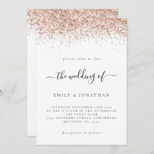 Elegante Rose Gold Glitzer Wedding White Einladung