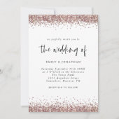 Elegante Rose Gold Glitzer Wedding White Einladung (Vorderseite)