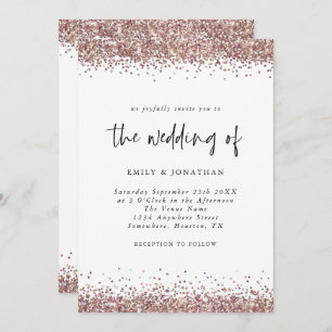 Elegante Rose Gold Glitzer Wedding White Einladung