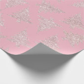 Elegante Rose Gold Glitzer Weihnachtsbaum Muster Geschenkpapier (Ecke)