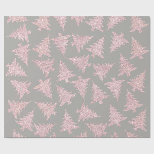 Elegante Rose Gold Glitzer Weihnachtsbaum Muster Geschenkpapier (Flach)