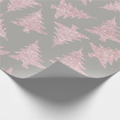 Elegante Rose Gold Glitzer Weihnachtsbaum Muster Geschenkpapier (Ecke)